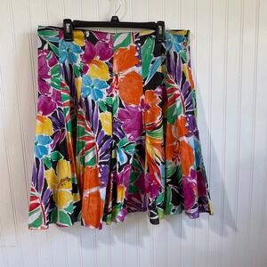 Lauren Ralph Lauren Floral Full Print Cotton Skirt A-Line Colorful‎ Petite 14P